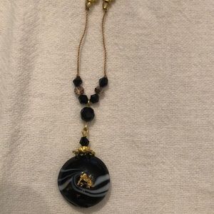 Navy and gold pendant necklace. Brand new